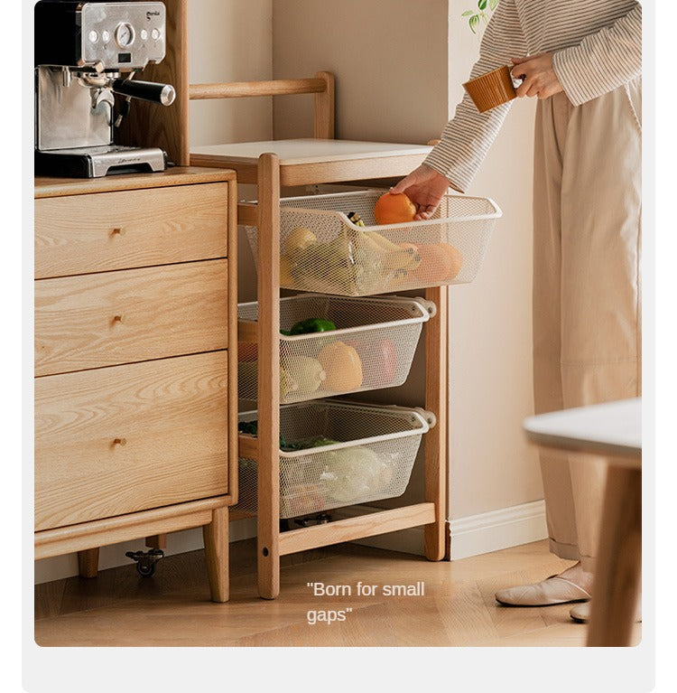 Oak, Beech Solid Wood Mobile Slate Trolley Storage