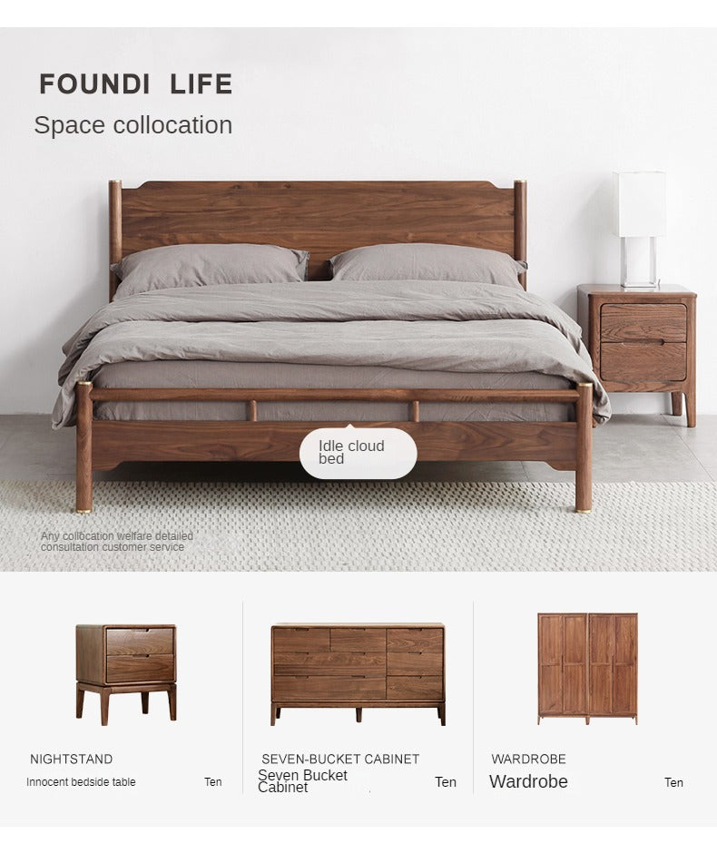 Black Walnut, Ash Solid Wood Bed