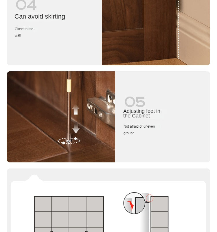 Black Walnut Solid Wood Wardrobe Combination.