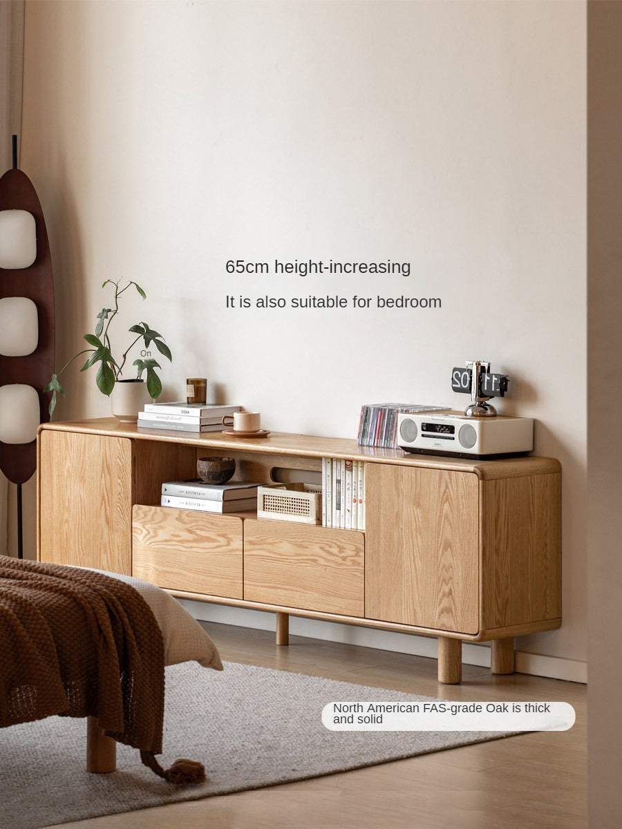 Oak Solid Wood Tall TV Cabinet.