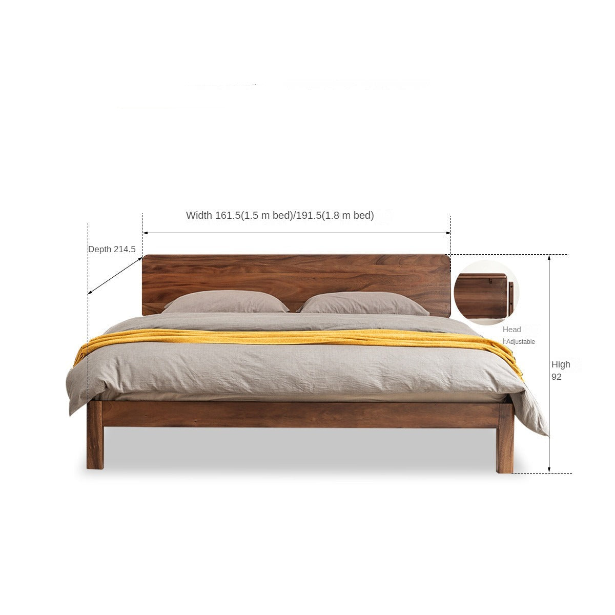 Teak Solid Wood, Black Walnut Solid Wood Bed