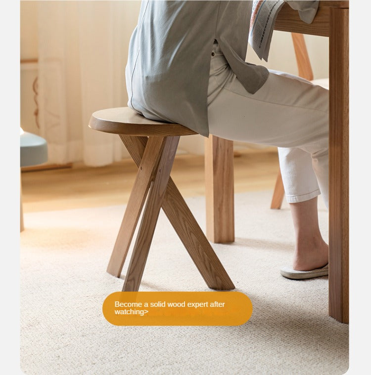 Ash Solid Wood White Wax Wood Side Table