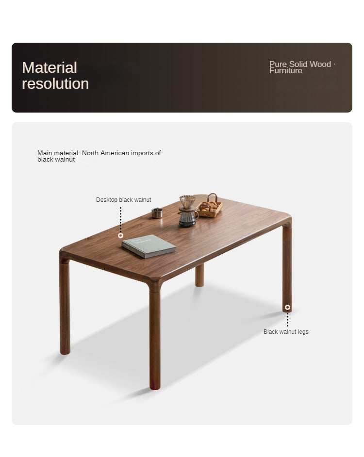 Black Walnut, Ash Solid Wood Rectangular Dining Table