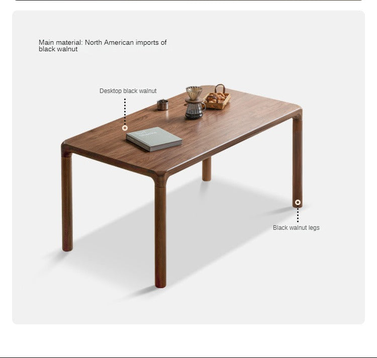 Black Walnut, Sandalwood, Ash Solid Wood Rectangular Dining Table