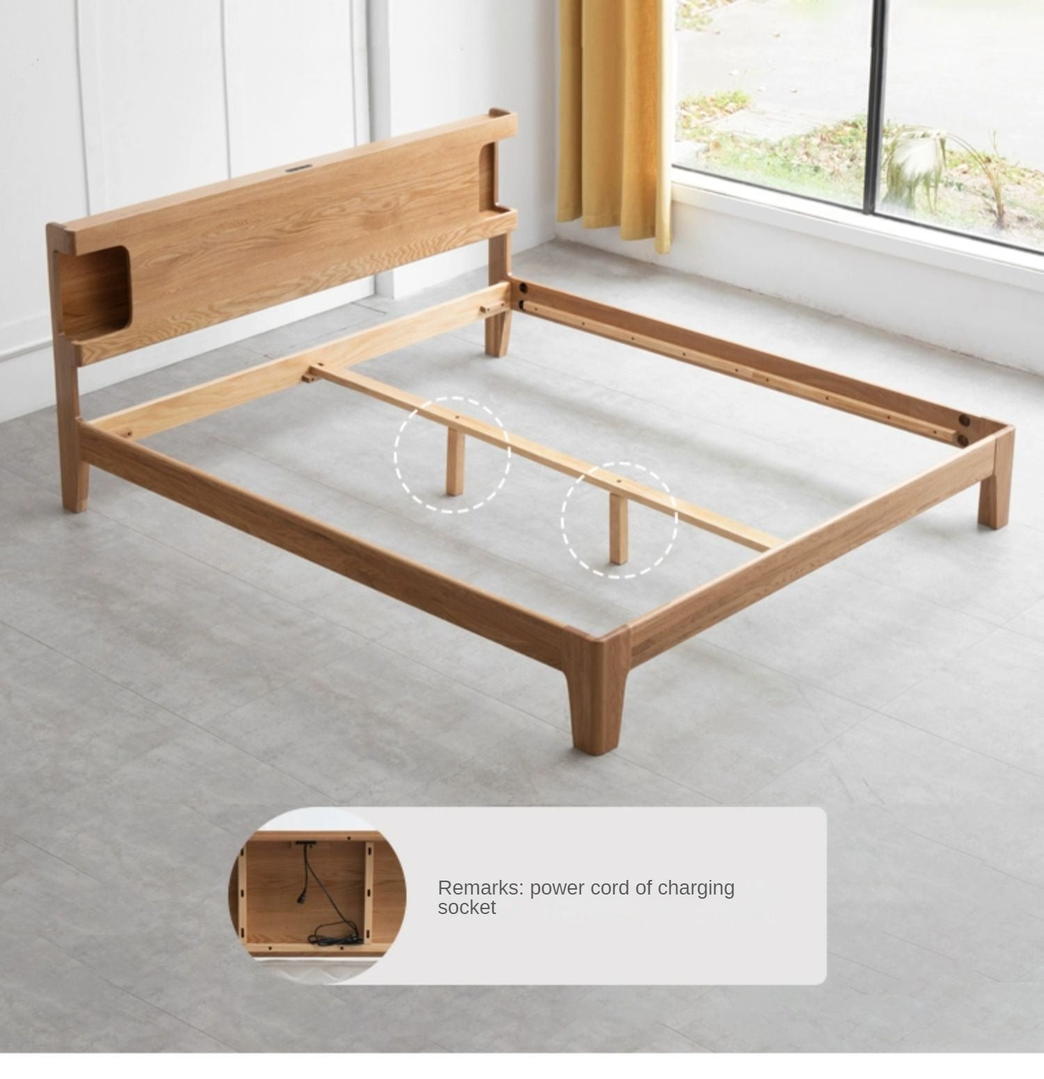 Oak Solid Wood Luminous Bed