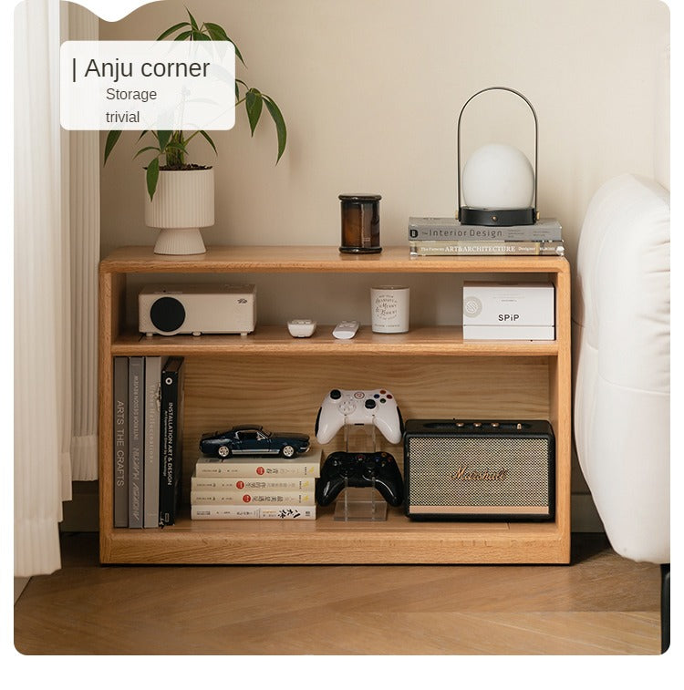 Oak Solid Wood Wheel Side Table