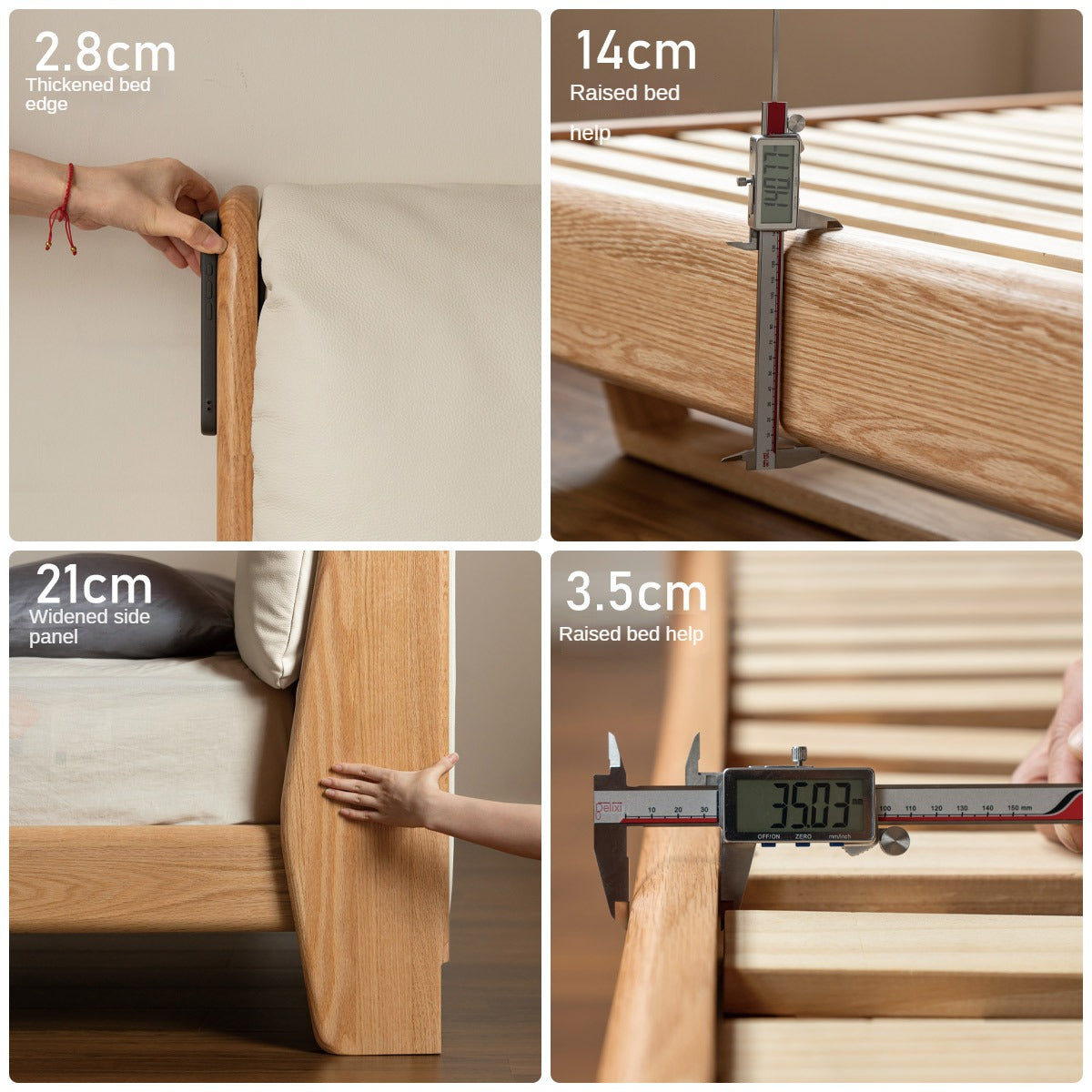 Oak, Ash Solid Wood Genuine Leather, ecological leather Suspended Bed Italian Light Luxury