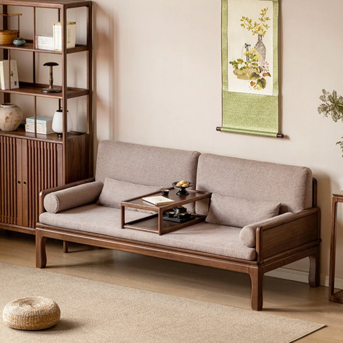 Black Walnut, Oak Solid Wood Dual Use Sofa,