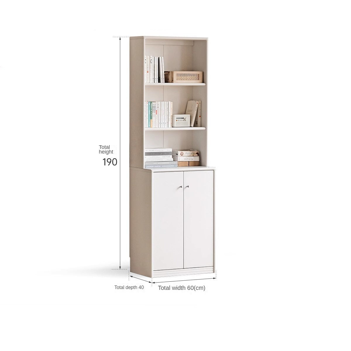 Solid RubberWood Bookcase Cream White Free Combination Glass Door Display Cabinet