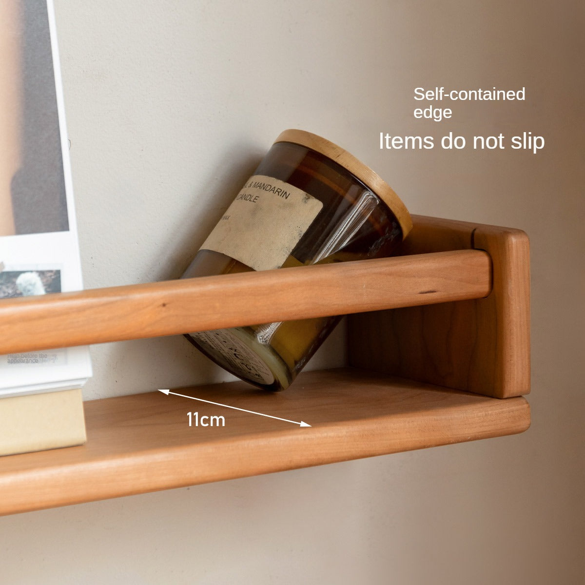 Black walnut, Cherry Solid Wood Wall Rack Hanging Storage Bookshelf