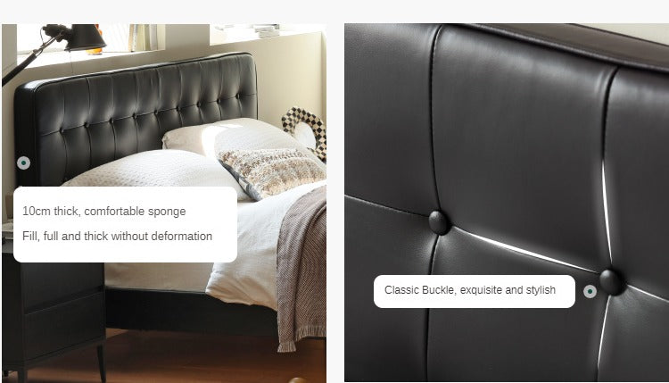 Black High-end Leather Suspension Bed