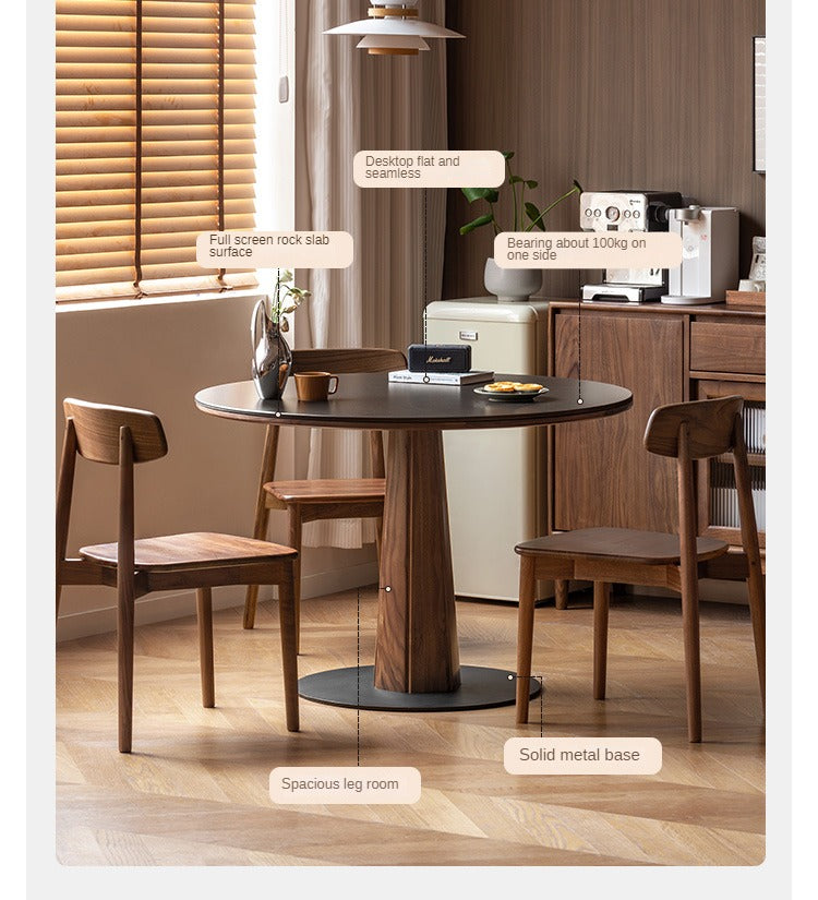 Black Walnut, Ash, Sandalwood Solid Wood Round Dining Table