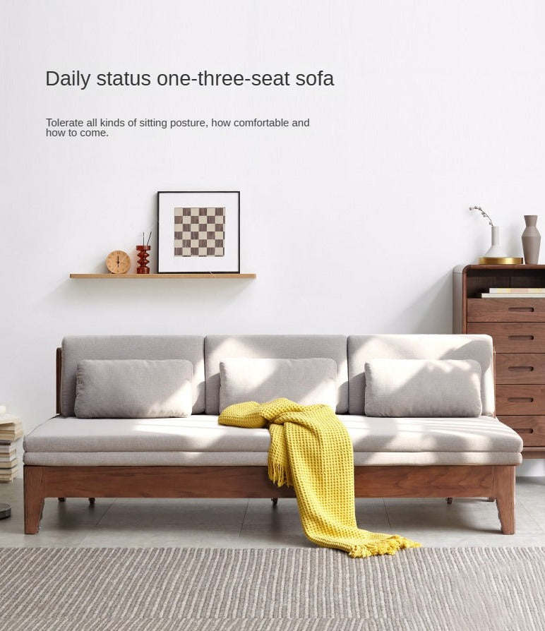 Oak Solid Wood Sofa Bed Dual-purpose Foldable Telescopic Bed