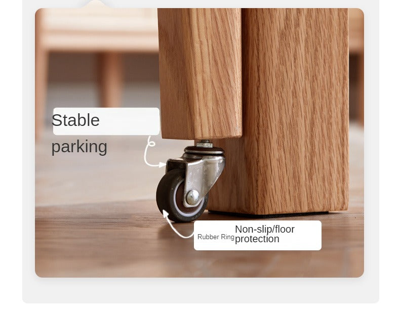 Oak Solid Wood Edge Table, Movable Small Table