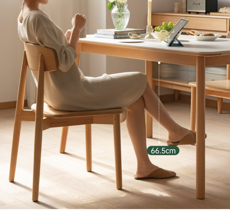 Beech Solid Wood Dining Table With Rock Slab Surface