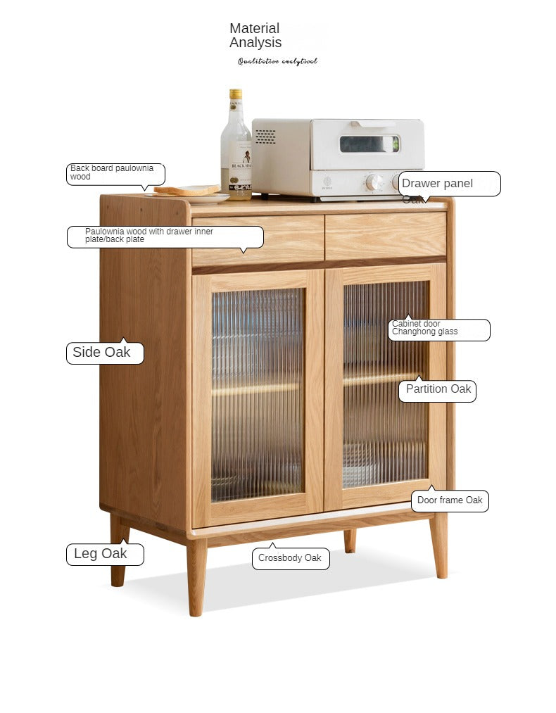 Oak Solid Wood, Solid RubberWood Nordic Modern Sideboard