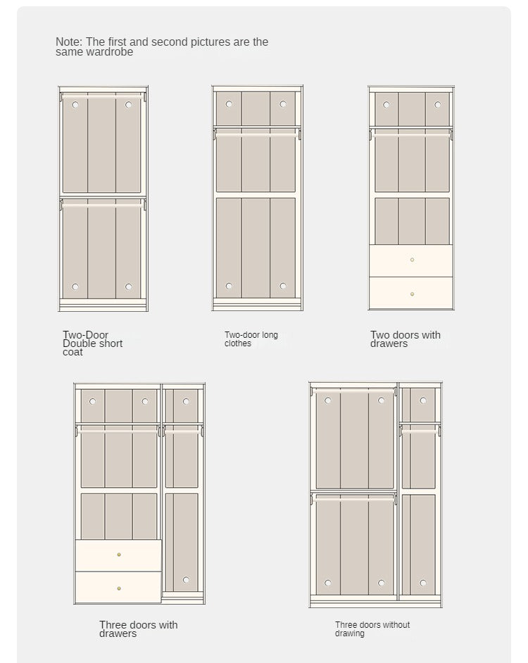 Pine Solid Wood Wardrobe Cream Style.