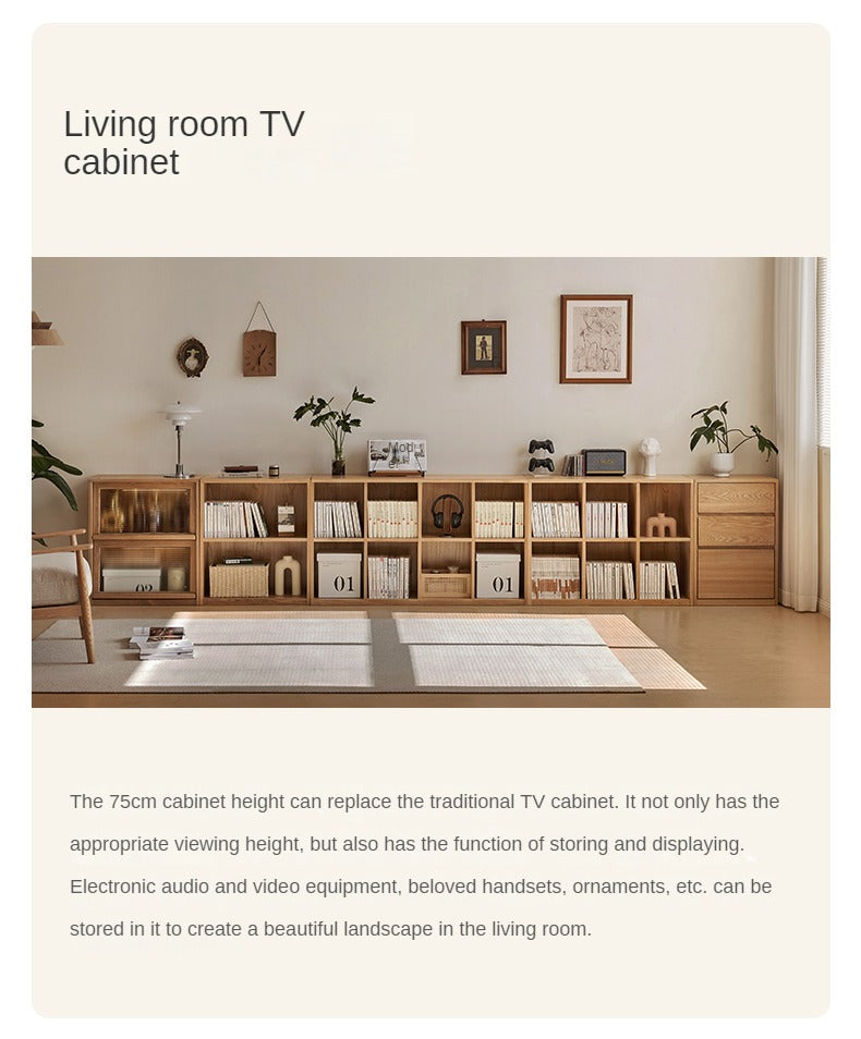 Ash Solid Wood Bookcase Simple Floor Bookshelf