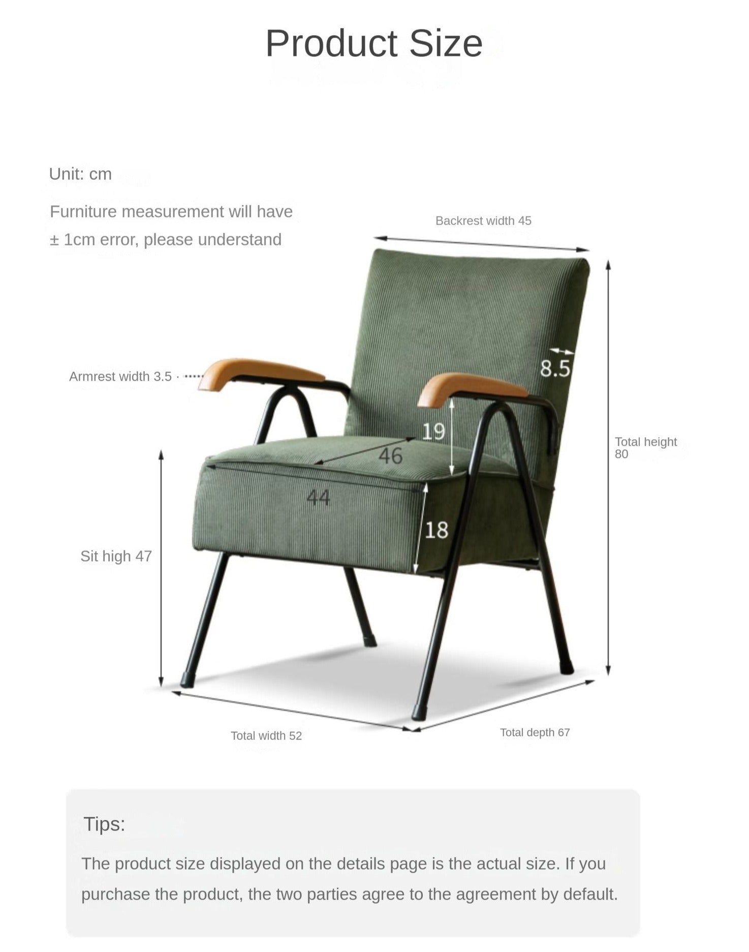 Fabric Sofa Chair Retro Leisure Armchair.