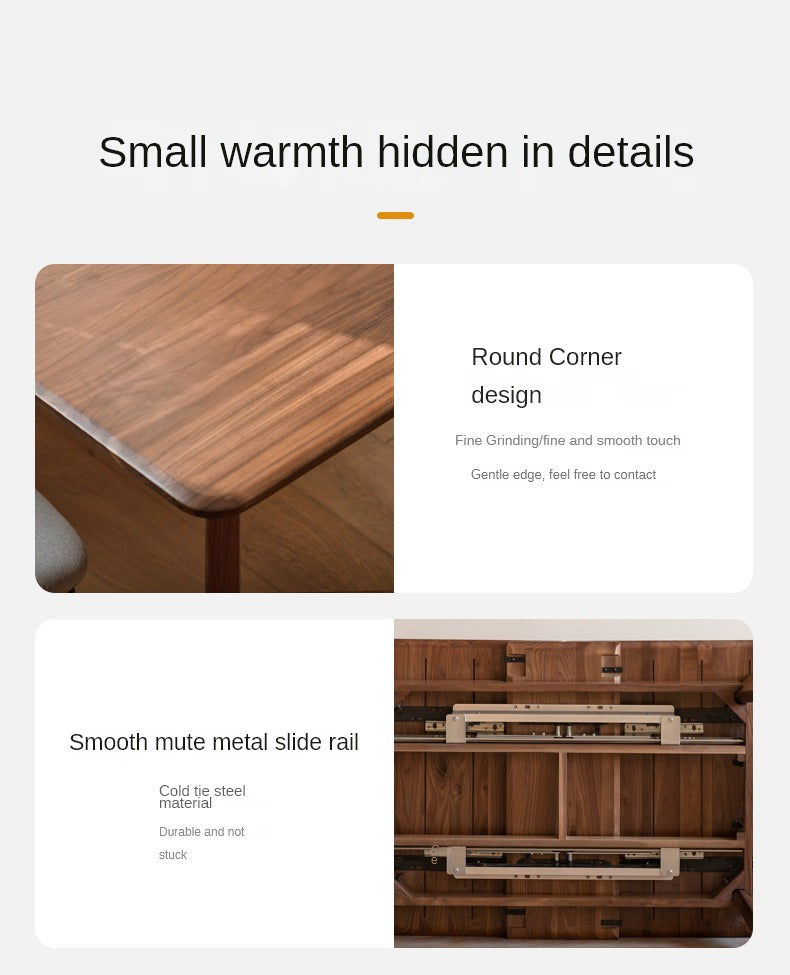 Black Walnut, Ash Solid Wood Telescopic Retractable Dining Table