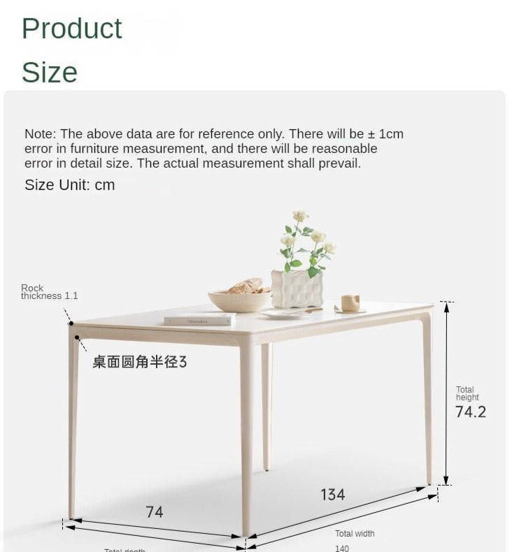 Iron-cream rock slab dining table"