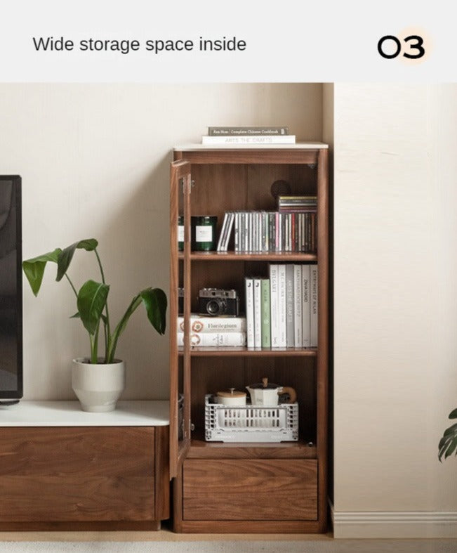 Black Walnut, Sandalwood Solid Wood Rock Slab Side Cabinet
