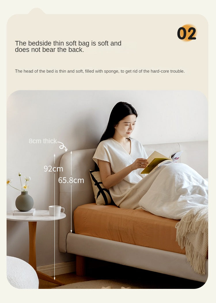 Fabric Nordic Simple Soft Bed Cream Style