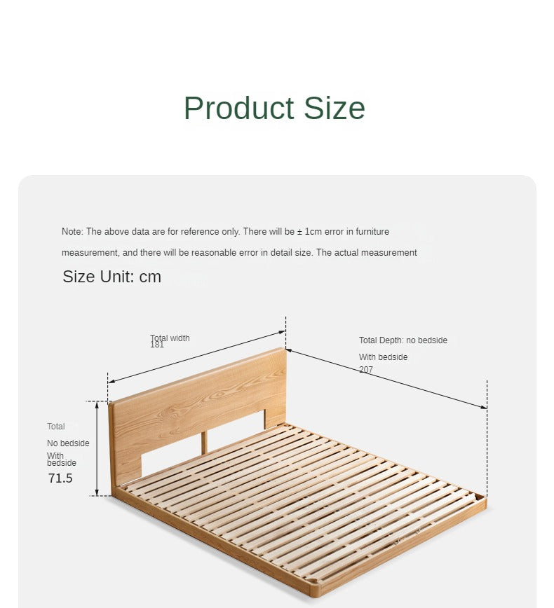 Beech, Oak Solid Wood Floor Bed Modern and Simple