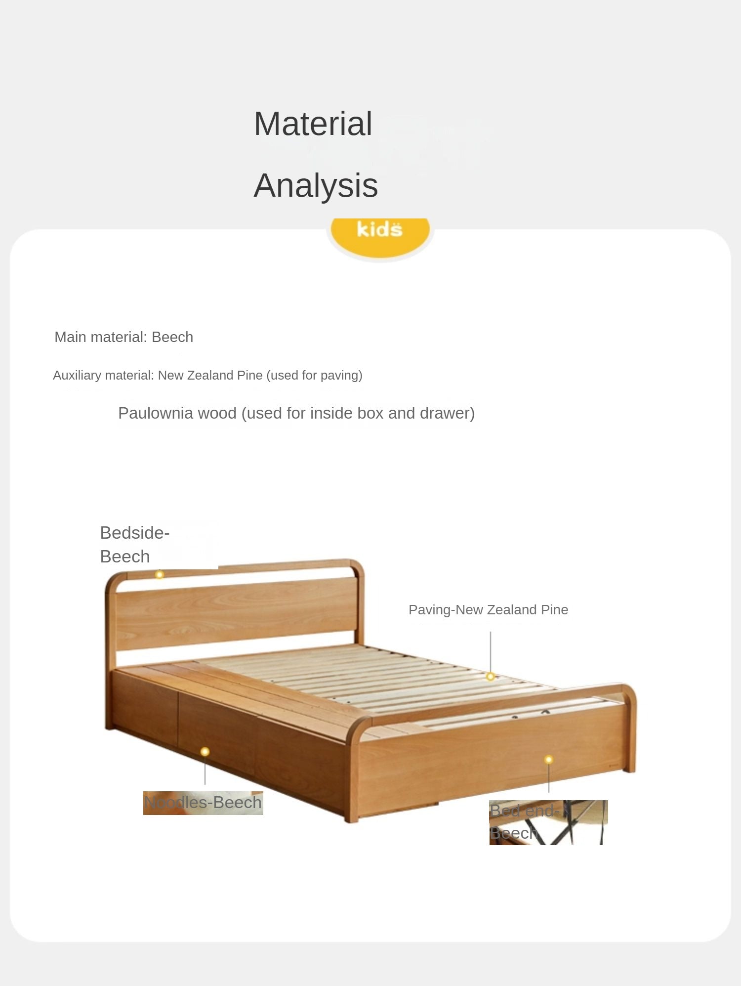 Beech solid wood Multi-functional with storage box bed<