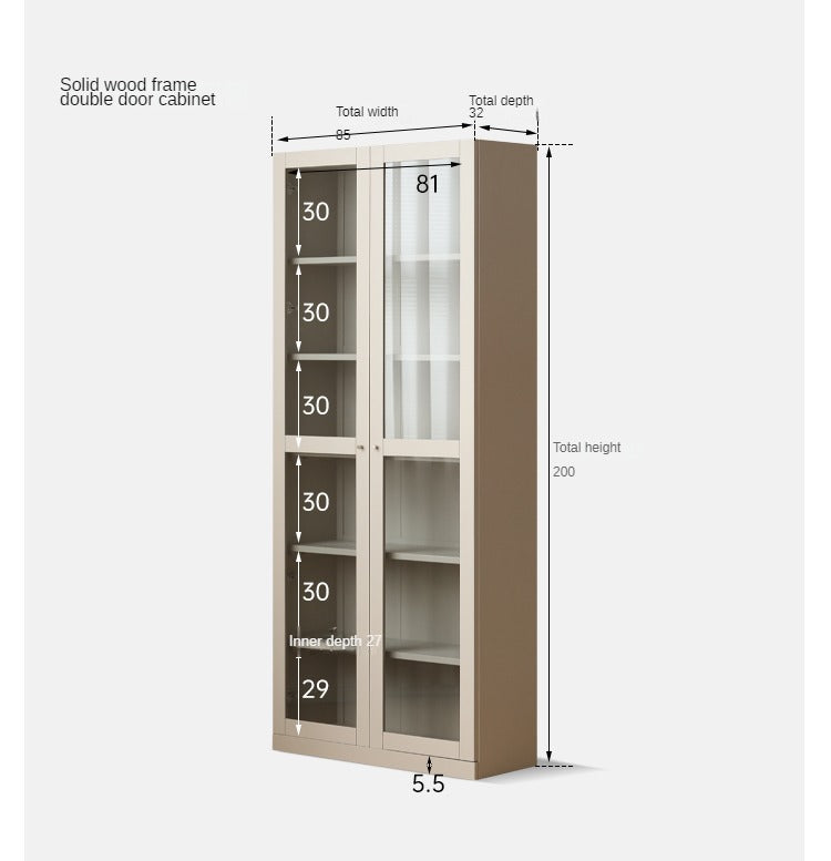 Poplar Solid Wood Bookcase Light Luxury Style