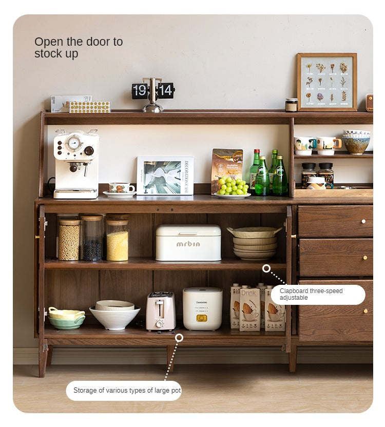 Oak Solid Wood, Solid Rubberwood Modern Dining Sideboard