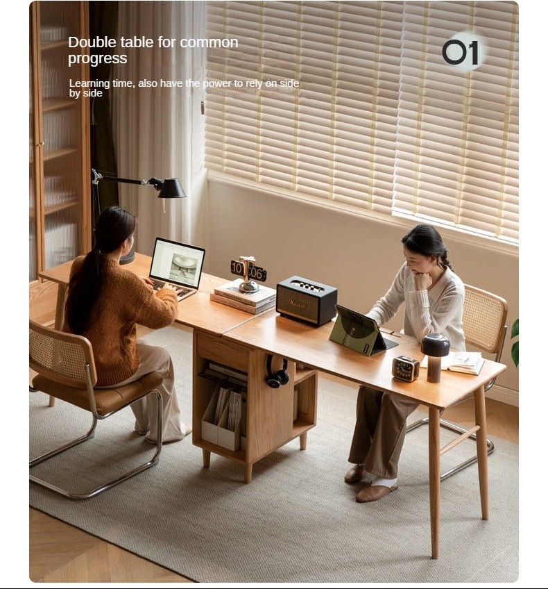 Oak, Solid Rubberwood Double Office Desk