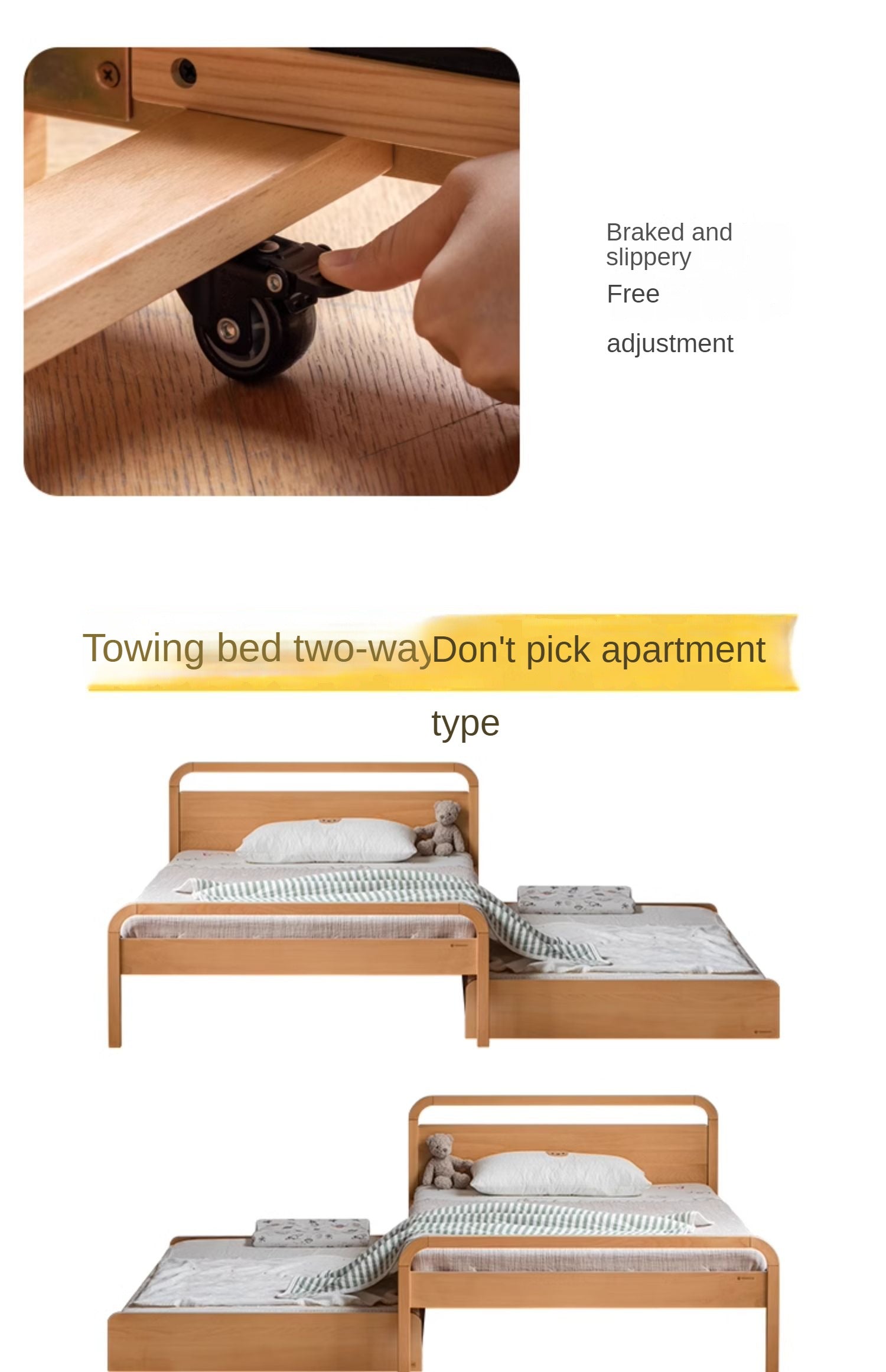 Beech Solid wood Space-saving bunk bed , mother's helper bed<