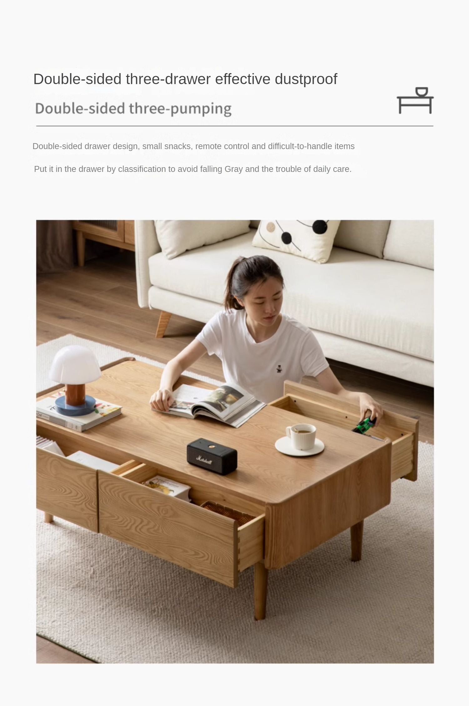 Ash Solid Wood Luxury Coffee Table