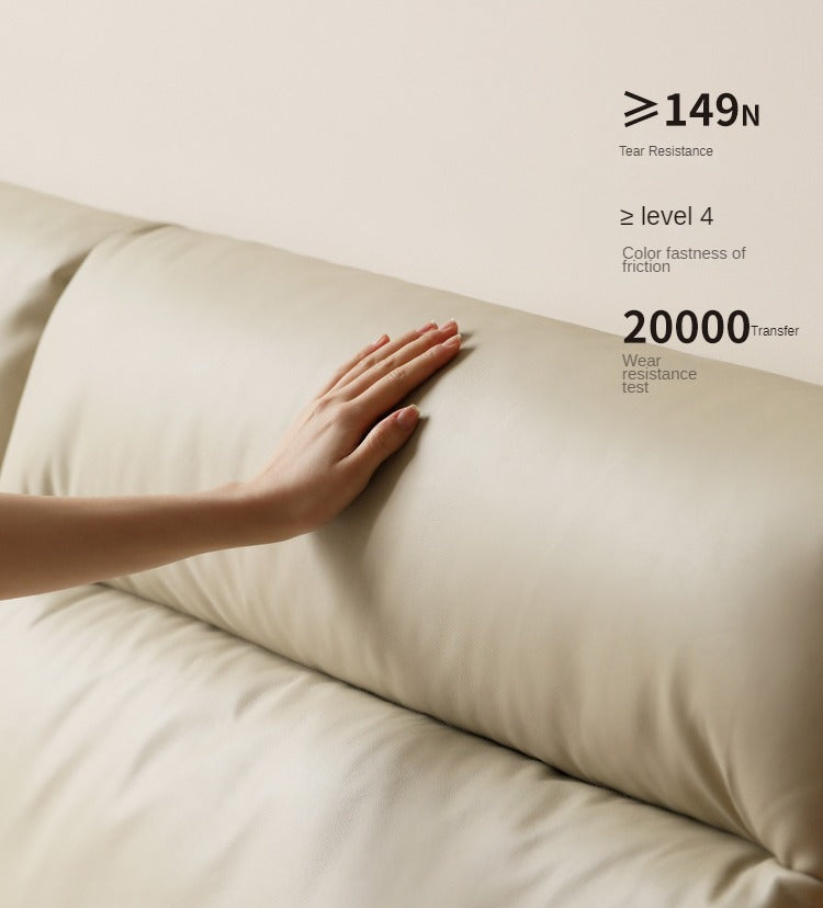 Cream Style Leather First Layer Cowhide Bed