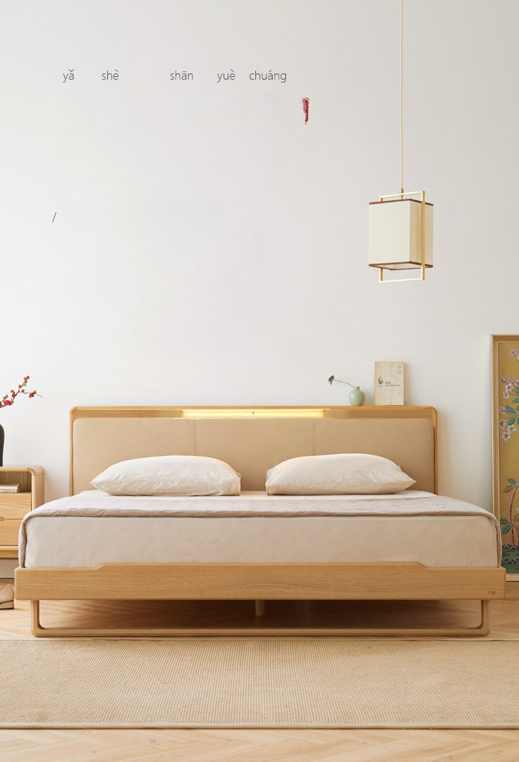 Ash Solid Wood Soft Back Bed Nordic Modern