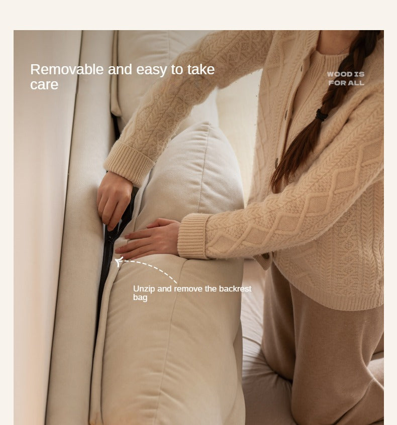 Fabric Soft Bed White Cream Style