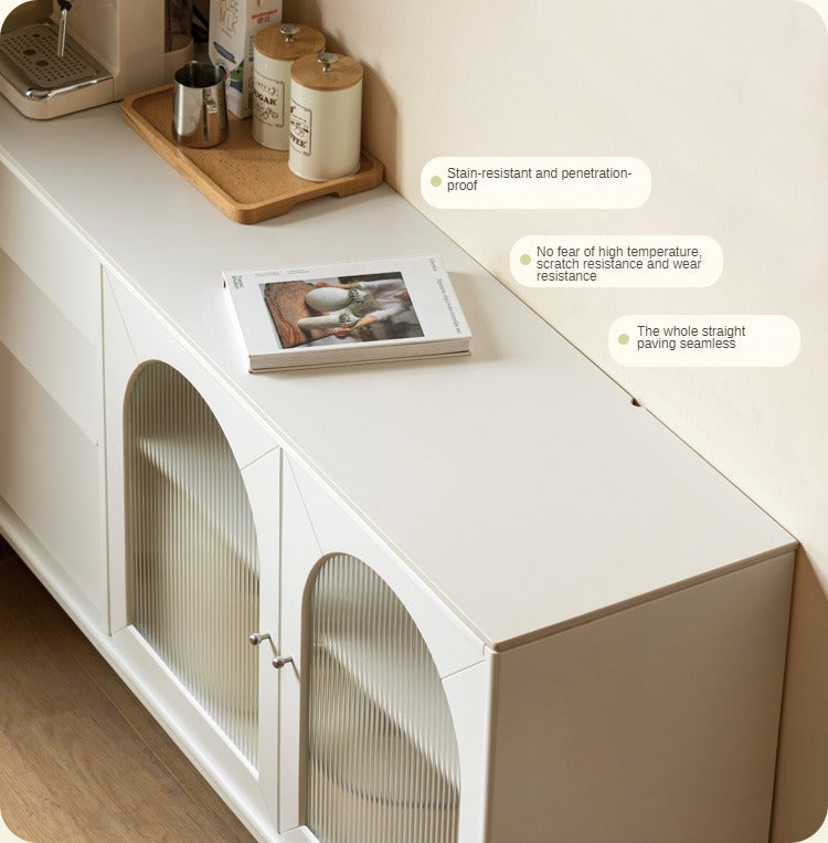 Solid Rubberwood Sideboard, Buffet Cabinet