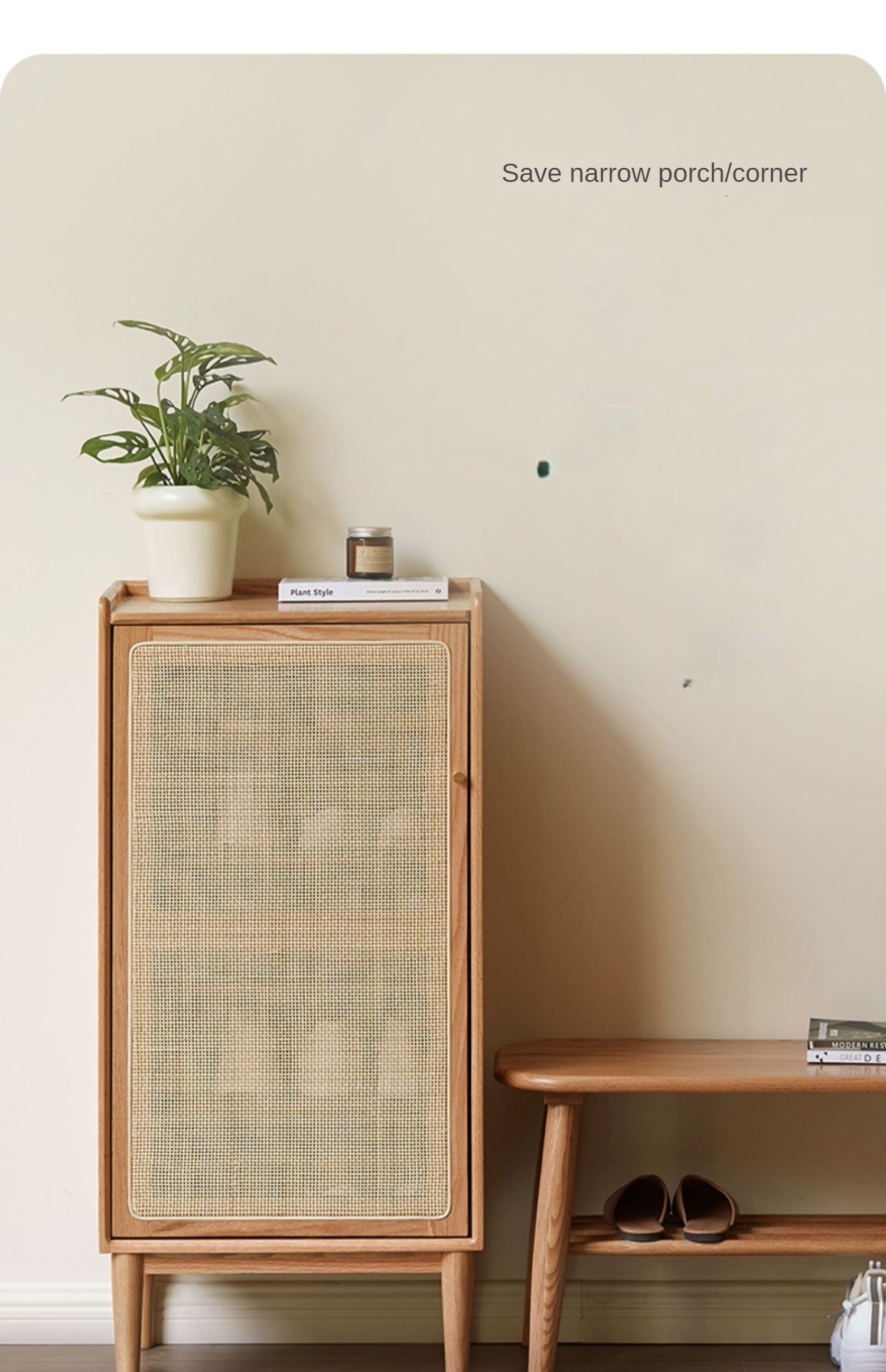 Oak Solid Wood Entrance Shoe Cabinet