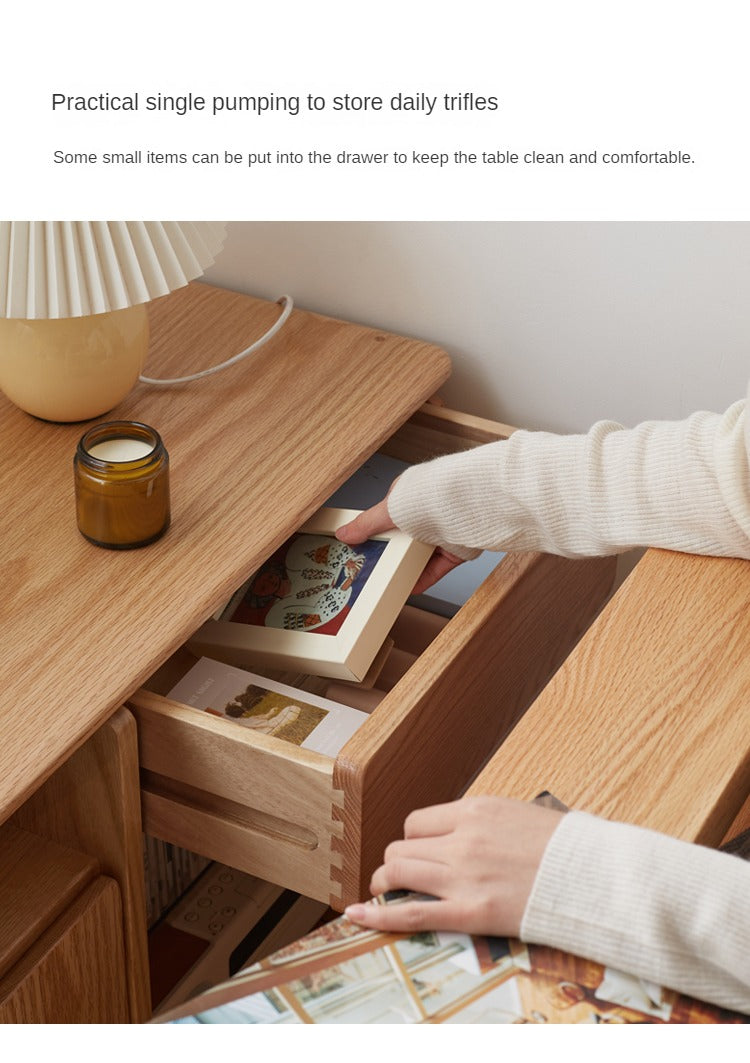 Oak, Black Walnut, Ash Solid Wood Mobile Side Table