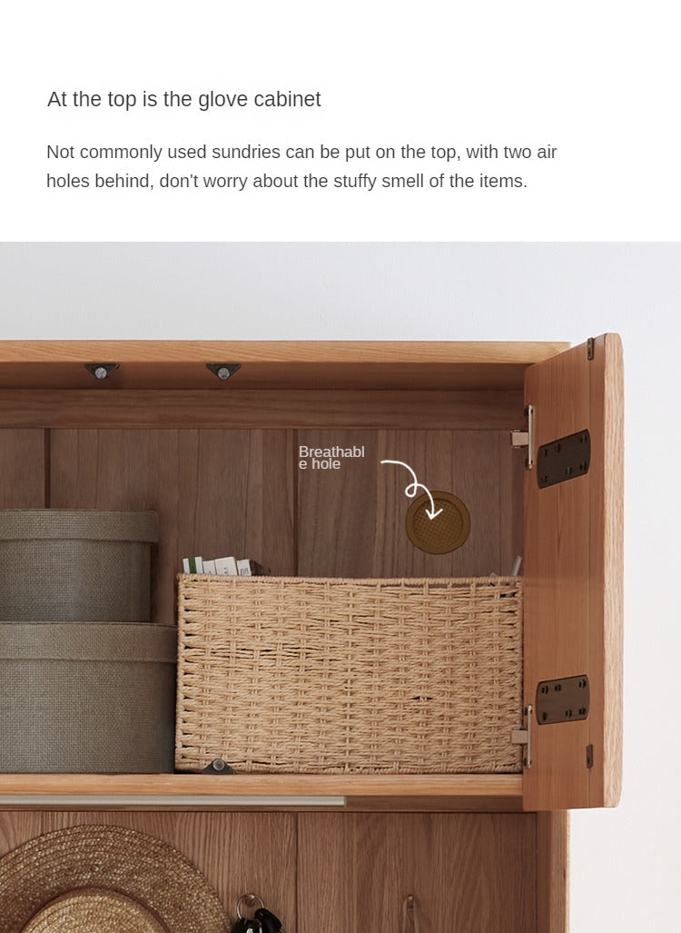 Oak Solid Wood Entrance Hall Cabinet Shoe Cabinet Integrated