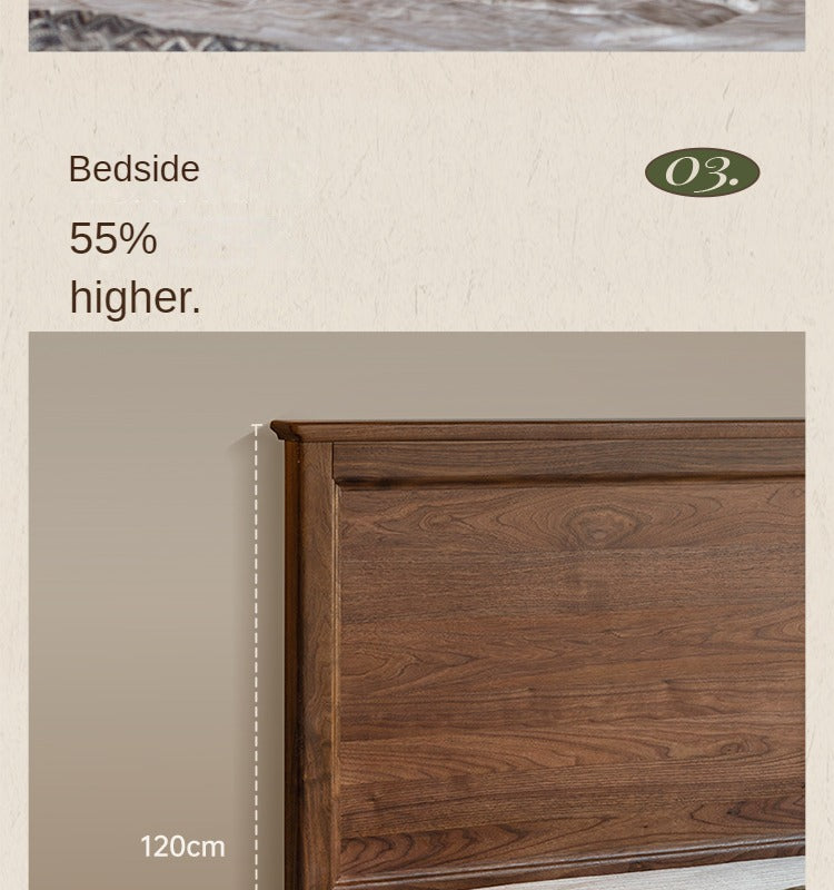 Black walnut solid wood American retro bed