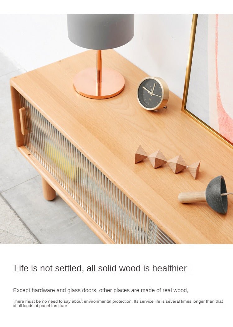 Beech Solid Wood Floor TV Cabinet.