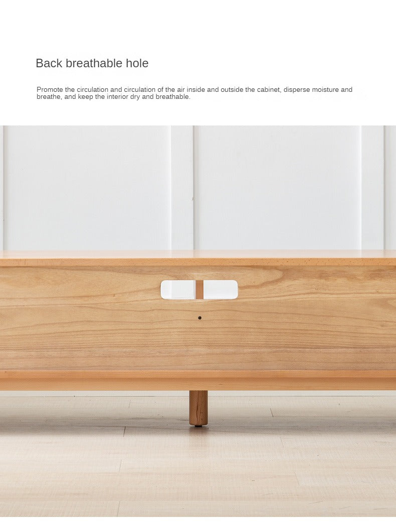 Oak Solid Wood TV Cabinet with Storage.