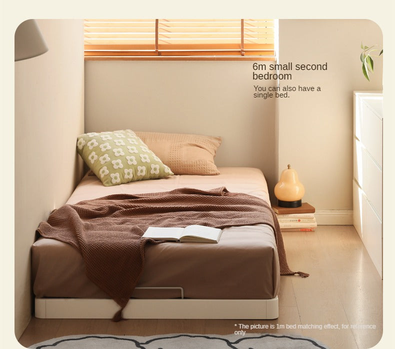 Birch solid wood platform bed, headboard-free bed floor bed cream style