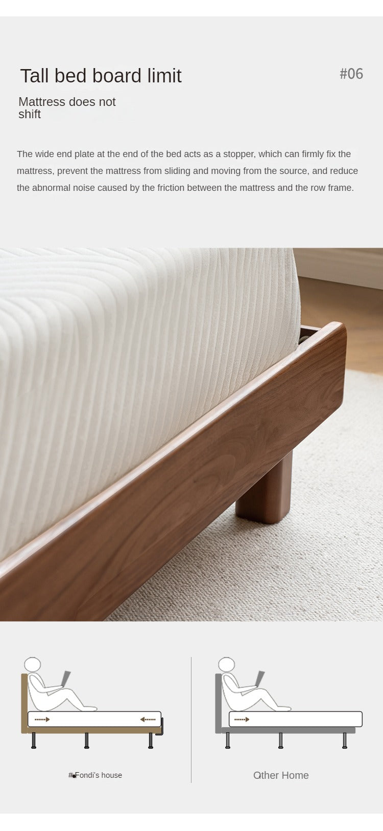 North American Black Walnut, Ash solid wood leather soft bed