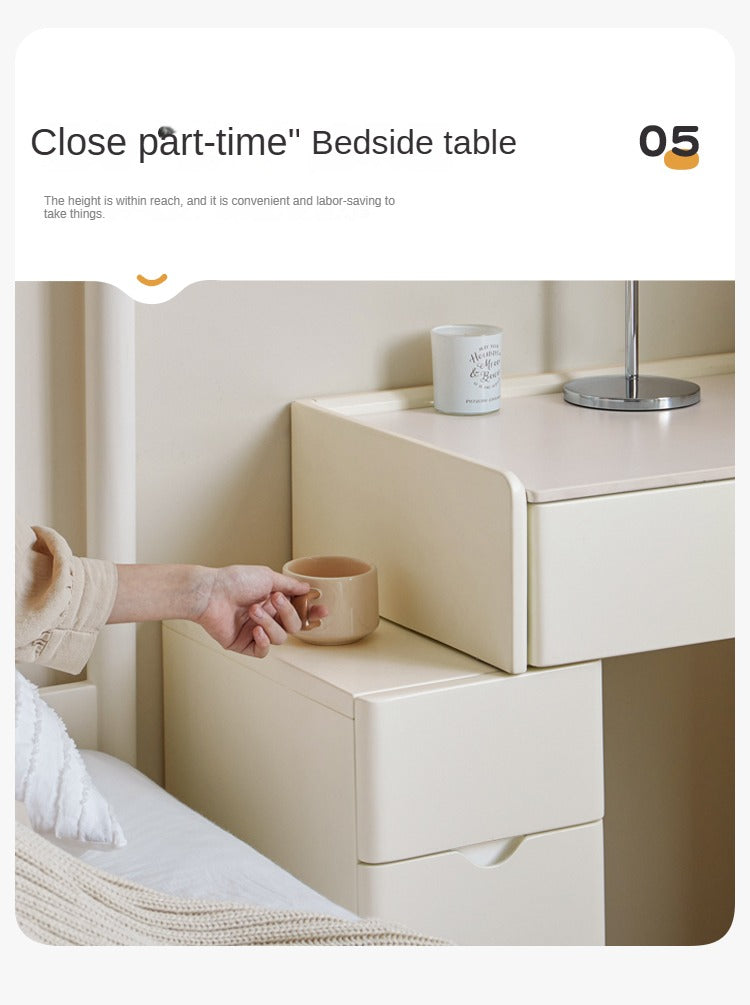 Pine Solid Wood Makeup Table Cream Style.