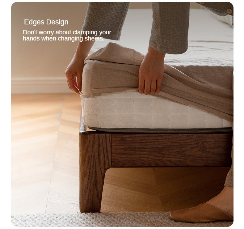 Rubber wood, Oak Solid Wood Bed Technology Fabric