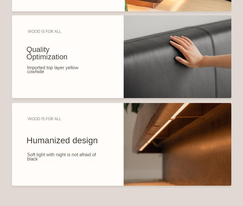 Black Walnut Solid Wood Leather Soft Suspended Bed