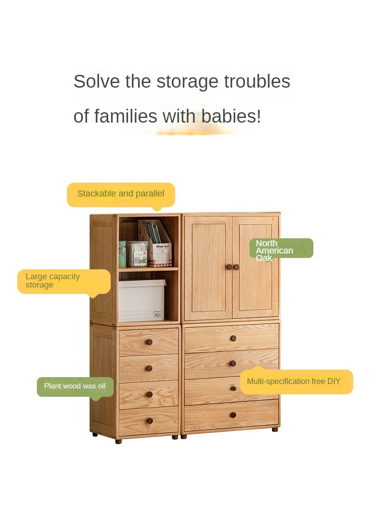 Beech Solid Wood Nordic Modern Kids Dresser, Chests, Storage Cabinet